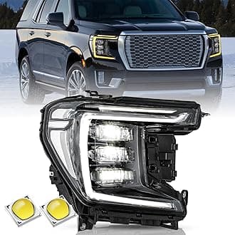 Full LED Headlight Assembly Set for 2021 2022 2023 2024 GMC Yukon/Yukon XL DENALI/AT4 OEM Headlamp Replacement RH (Right/Passenger Side)