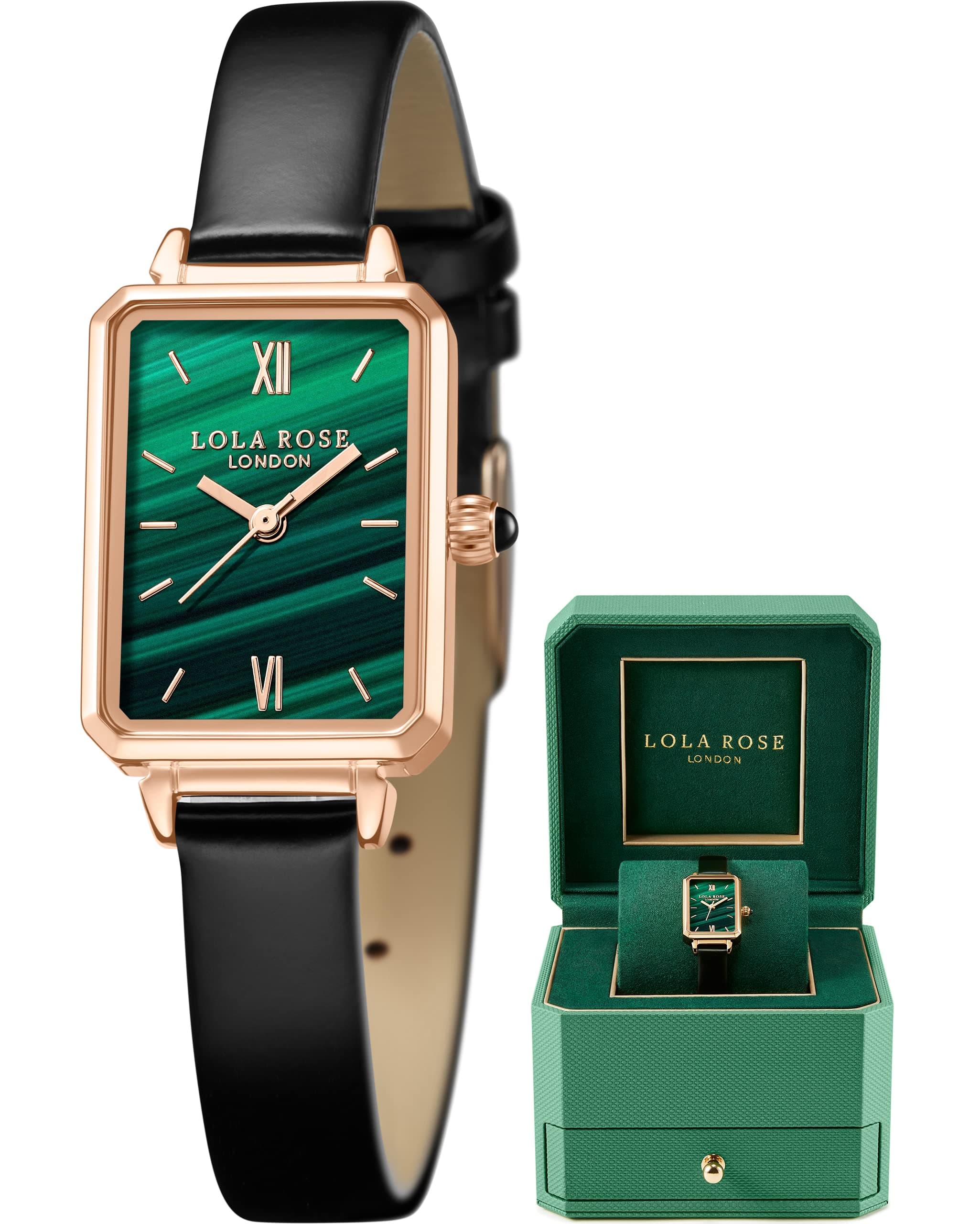 Dainty Women's Wrist Watch: Green Malachite Dial, Wrapped by Stylish Gift Box, Elegant Present for Ladies and Loved Ones
