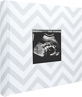 Pearhead Baby Photo Album, Holds 200 Photos, Gray Chevron, Grey Chevron