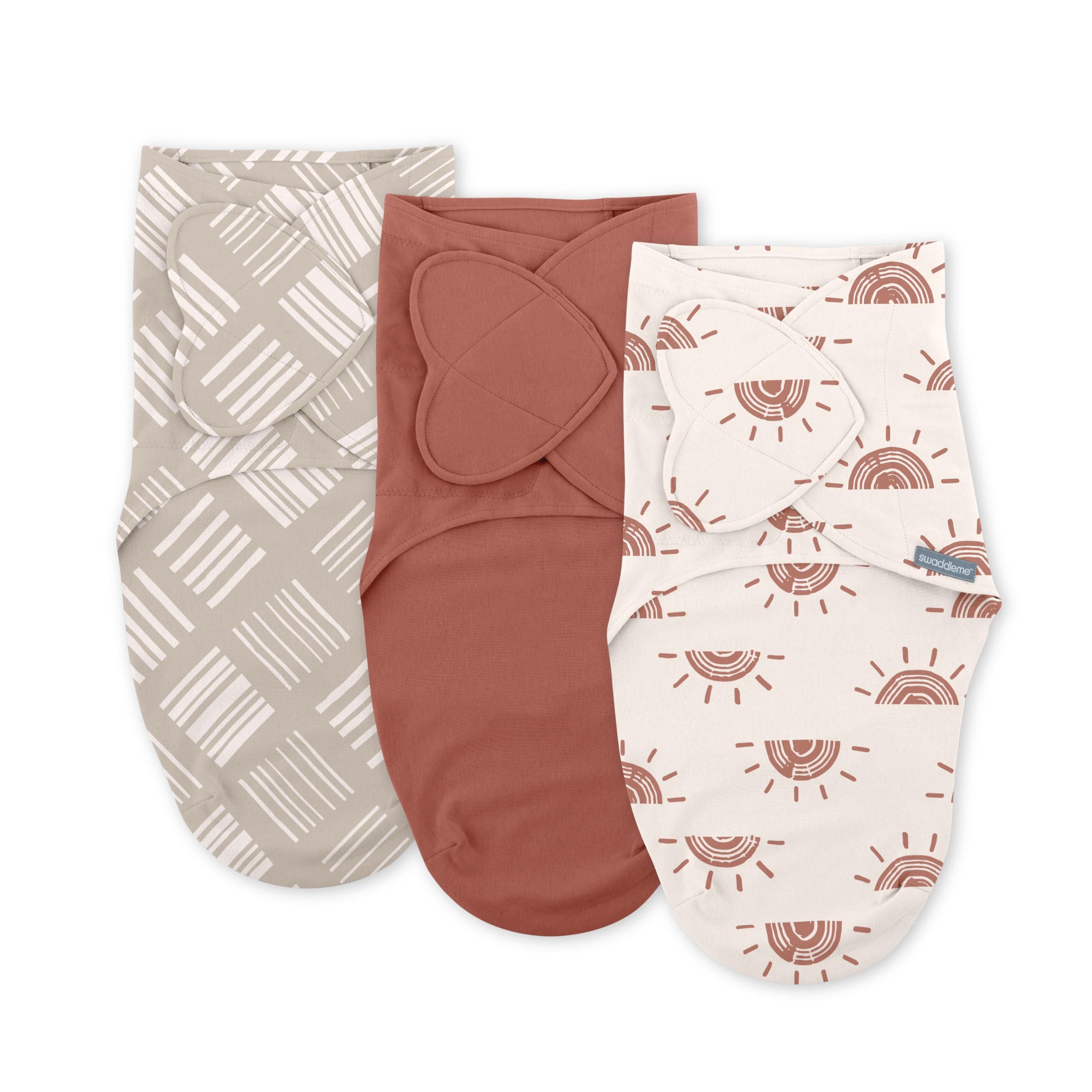 SwaddleMe Ingenuity Monogram Collection Swaddle, 3-Pack, for Ages 0-3 Months - Rising Sun