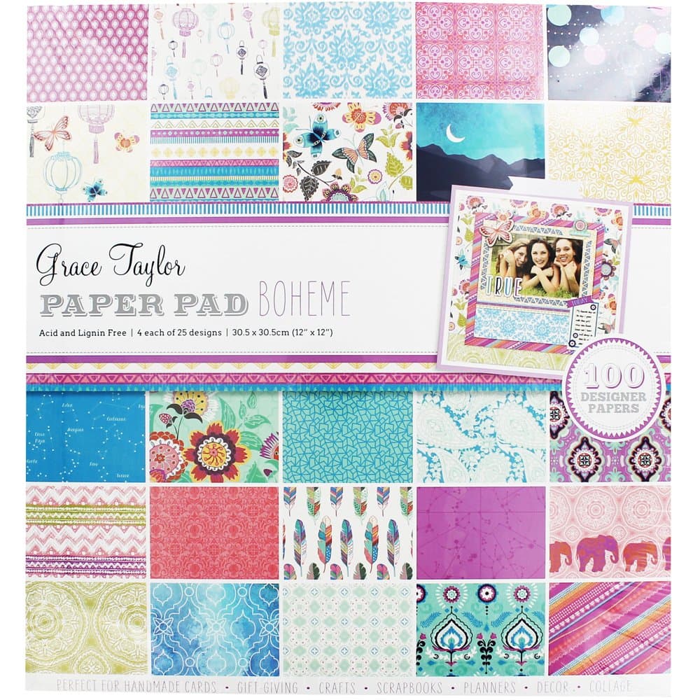 Grace Taylor 100 Sheet, Multicoloured, Boheme Paper Pad