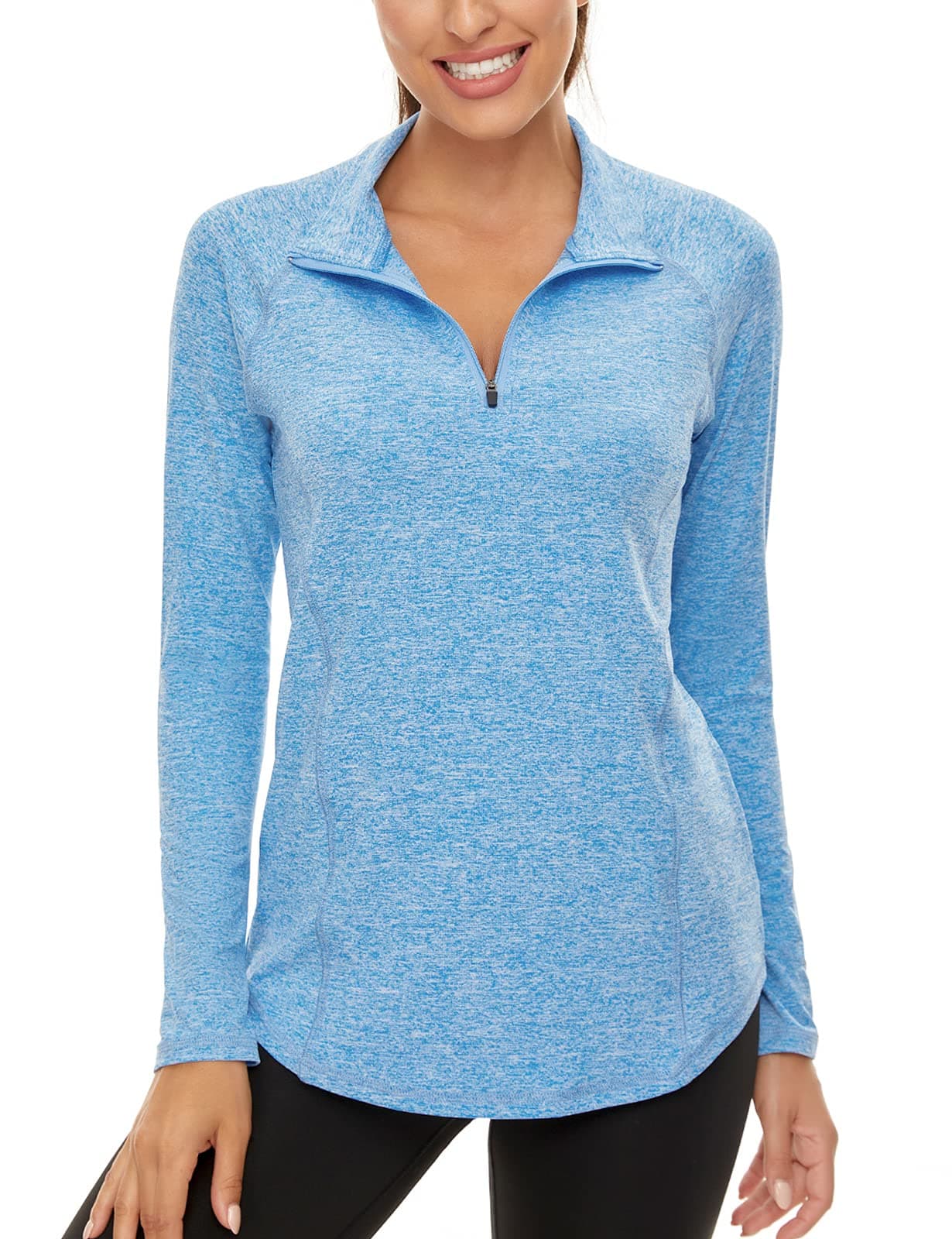 LURANEE Womens UPF 50+ Long Sleeve 1/4 Zip Pullover Athletic Hiking Running Workout Tops