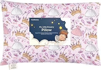 My Little Dreamy Organic Cotton Toddler Pillow With Pillowcase - for Sleeping, Kids, Travel, Mini, Bed (Dear Princess)