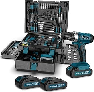 Sundpey Tool Kit with 21V Drill - Cordless Power Tool Set - 255-PCs General Basic Complete Home and Auto Repair Tools Set - Protable Household Tool Kit for Men Women(Wrench & Socket & Screwdriver Kit)
