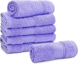 Cleanbear Wash Cloths Cotton Facecloths Large Face Cloths 6-Pack with Vivid Color Ultra-Soft Washcloths for Bathroom or Guestroom Fade-Resistant Face Towels 13 by 13 Inches Highly Absorbent (Lavender)