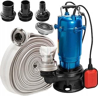Heavy Duty Flood & Sewage Water Pond Drain Septic Sump Cesspool Grinding Pump with 30m FIRE Hose (Float Switch)