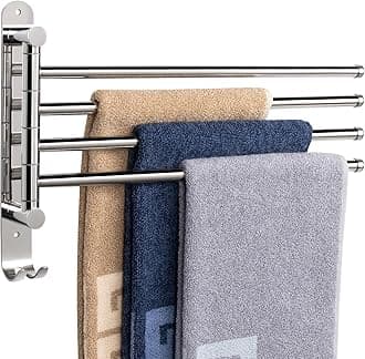NearMoon Drehbarer Handtuchhalter, dicker SUS304 Edelstahl, 4-Arm-Handtuchstange, platzsparend, schwingender Handtuchhalter für Badezimmer, Küche (Chrom-Finish)