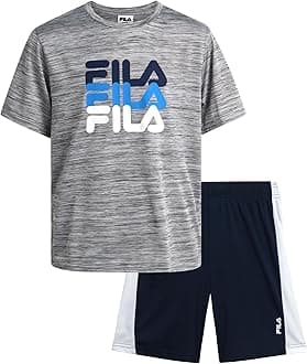 FilaBoys' Active Shorts Set - 2 Piece Dry Fit T-Shirt and Performance Gym Shorts - Activewear Clothing Set for Boys (4-12)