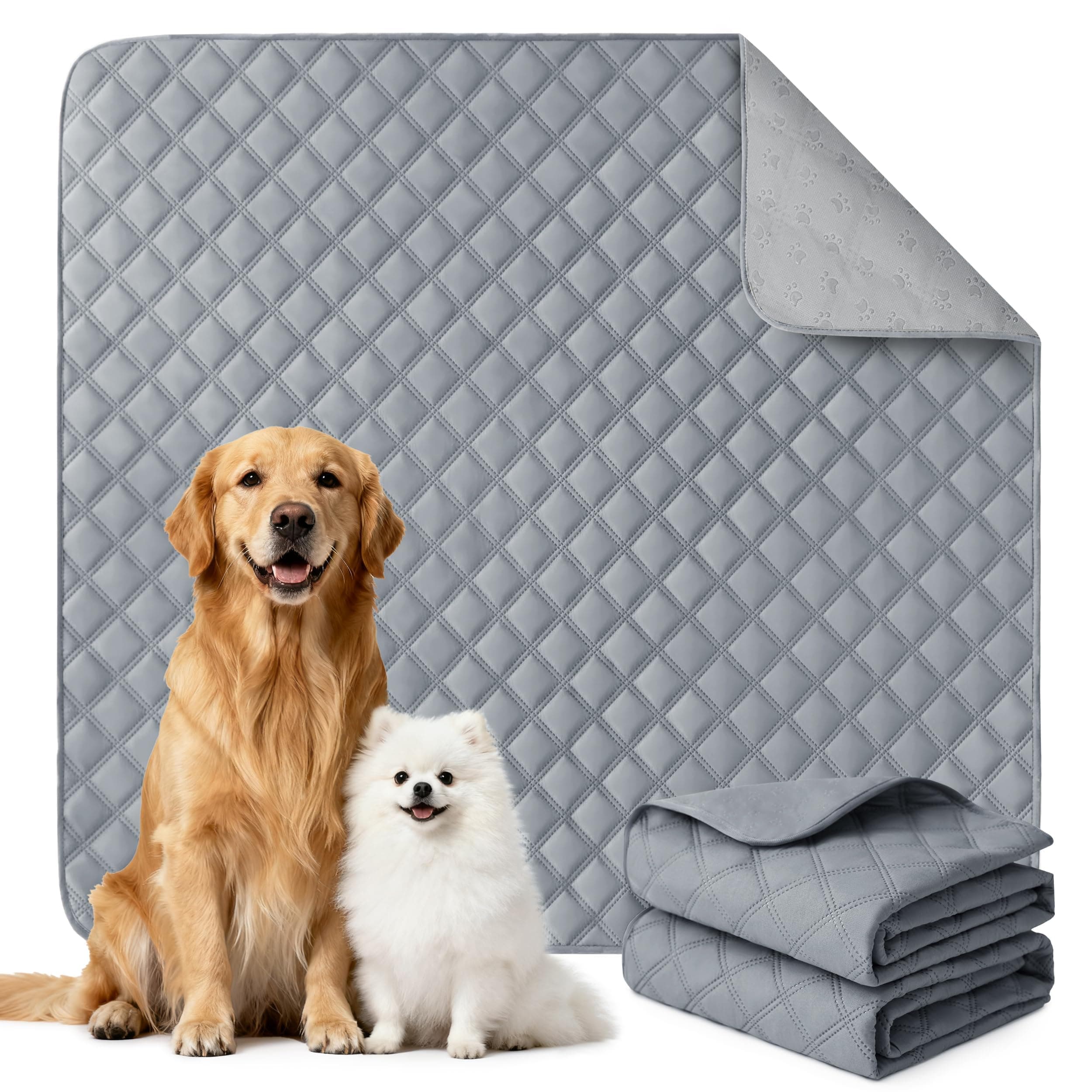 Eterish Reusable Washable Pee Pads for Dogs Extra Large 48'' x 60'' 2 Pack, Absorbent Pet Puppy Dog Training Pads Non-Slip, Waterproof Whelping Potty Pads for Dogs Leak-Proof