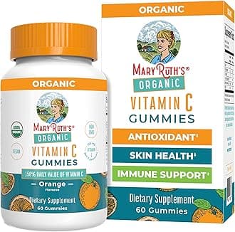 MARYRUTH'S Adult Vitamin C Gummies | USDA Organic | Vegan Chewable Vitamin C Gummies for Ages 14+ | for Immune Support & Overall Wellness | Vegan | Non-GMO | Orange Flavor | 60 Count