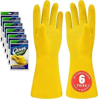 SteadMax 3/6 Pairs Cleaning Gloves, Reusable Natural Rubber Dish Gloves, Non-...