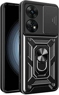 Compatible with Oppo A58 4G Bracket Shell,with Slide Camera Lens Cover Compatible with Oppo A58 4G CPH2577 Case Black