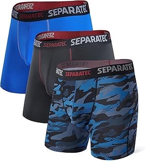 Mens Underwear with Pouch for balls Anti Chafing Underwear Men Athletic Sport Performance Long Boxer Briefs 3 Pack