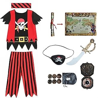 Kids Pirate Costume,Pirate Role Play Dress Up Set