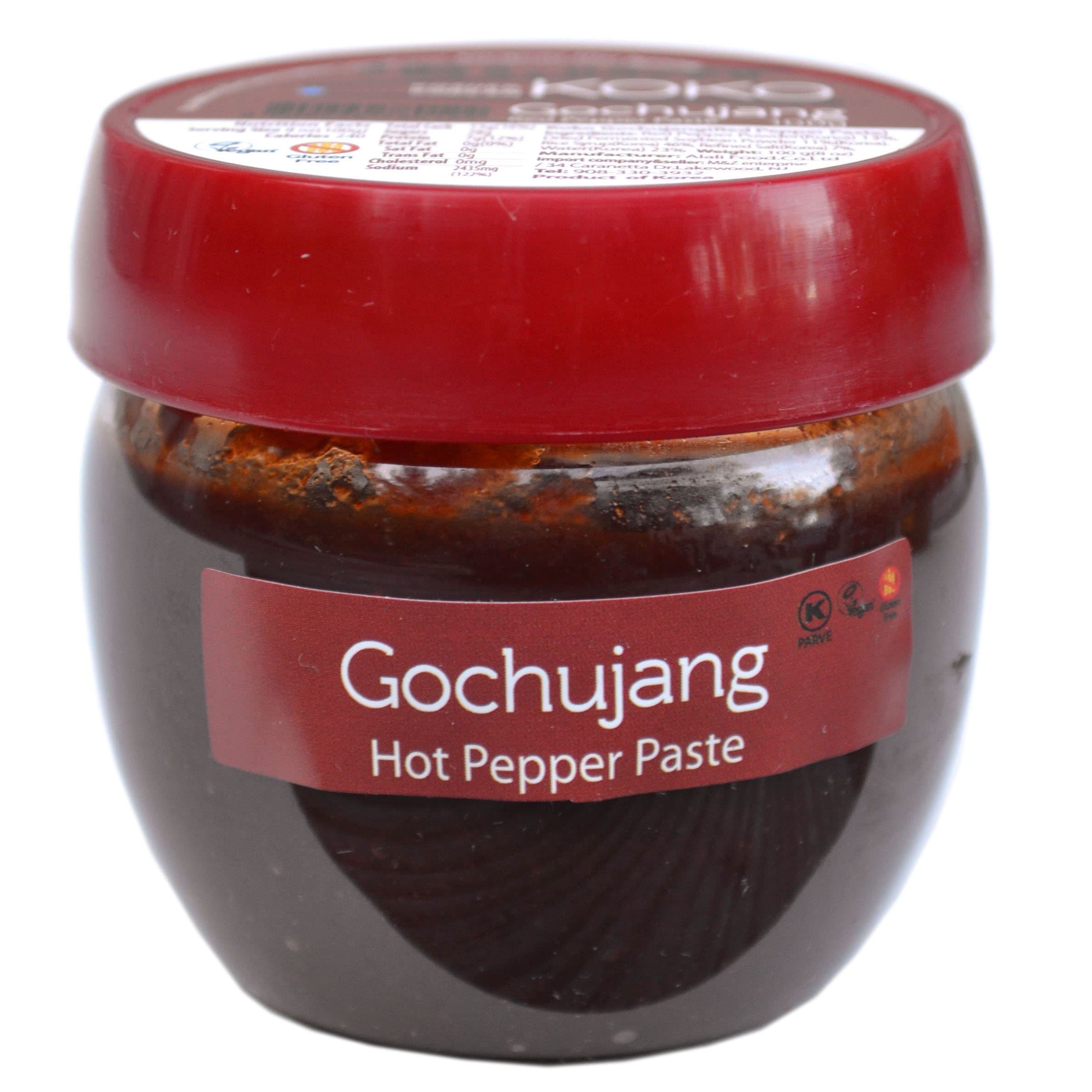 Koko Gochujang (Fermented Hot Pepper Paste) 3.5oz(100g) - Certified Kosher Gochujang - Premium Gluten-free 100% Korean all Natural