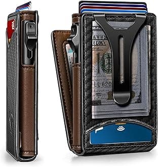 Men Wallet,Magnetic Metal Wallet Money Clip 9Cards Pop-up Access RFID Blocking