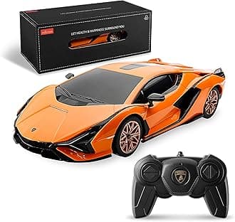BEZGAR Licensed RC Series, 1:24 Scale Remote Control Car Lambo Sián FKP 37 Electric Sport Racing Hobby Toy Car Model Vehicle for Boys and Girls Teens and Adults Gift (Orange)