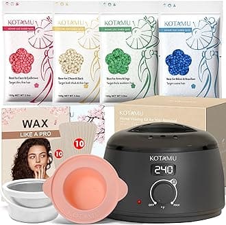 Wax Warmer Kit, Hair Removal Waxing Kit with 4 Hard Wax Beans Target for Bikini Brazilian Full Body Face Facial Eyebrows Legs Armpit, Painless At Home for Women and Men