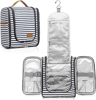 Hanging Travel Toiletry Bag for Women with Hook,Large Makeup Organizer with 21 Compartments,Water-resistant Travel Cosmetic Bag for Bathroom Accessories, Full Sized Container, Toiletries