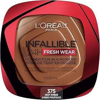 Makeup Infallible Fresh Wear Foundation in a Powder, Up to 24H Wear, Waterproof, Deep Amber, 0.31 oz. (Packaging May Vary)