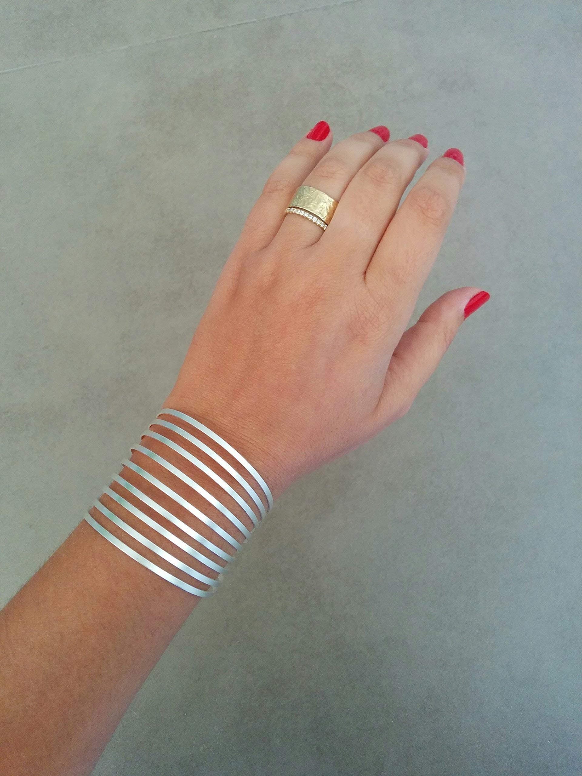 Silver Cuff Bracelet, Wide Cuff Bracelet, Strand Bangle for a wedding