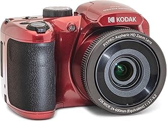 Kodak PIXPRO AZ255-RD 16MP Digital Camera 25X Optical Zoom 24mm Wide Angle Lens Optical Image Stabilization 1080P Full HD Video 3" LCD Vlogging Camera (Red)