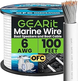 GEARit 6 Gauge Marine Wire, Primary 6 AWG (100ft) Marine Grade Tinned Copper Oxygen Free for Boat, Automotive, RV, Camper, Trailer, Electrical