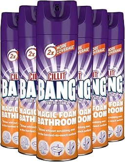 Cillit Bang Magic Foam Bathroom Cleaner, Powerful Active Formula, Brilliant Shine, Time-Saving, 600ml, Pack of 6, Ultimate Power Cleaning Solution.