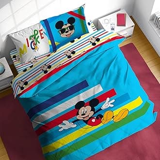 Disney Mickey Mouse Full Comforter Set - 7 Piece Kids Bedding Includes Comforter, Sheets & Pillow Cover - Super Soft Microfiber Bed Set