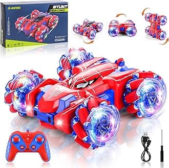 Spider Remote Control Car, 2.4Ghz RC Cars with Headlight Double Sided Off-Road 360° Rotating Rechargeable 4WD RC Stunt Car Indoor Outdoor Spider Toys for Boys 4-6 5-7 8-13
