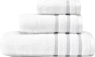Vera Wang - Bath Towels, 100% Soft & Absorbent Terry Cotton, Low Linting and Fade Resistant, Medium Weight Bathroom Towels (Textured Trellis Grey, 3 Piece)