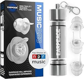 EarPeace Music PRO Concert Ear Plugs - Ear Protection Silicone Earplugs for Concerts, Musicians, Festivals, & Loud Venues - Hearing Protection & Noise Cancelling Earbuds up to 20dB, Silver Case