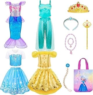 Meland Princess Dress Up for Girls - Dress Up Clothes for Girl Age 3-8 Year Old, Gift Idea for Birthday Christmas