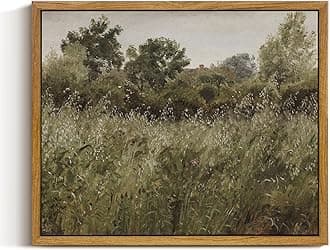 InSimSea Framed Canvas Wall Art Vintage Decor, Grassland Nature Framed Artwork for Walls, Nature Scenic Living Room Pictures Wall Decoration, Bathroom Bedroom Office Decor, 9"x11"