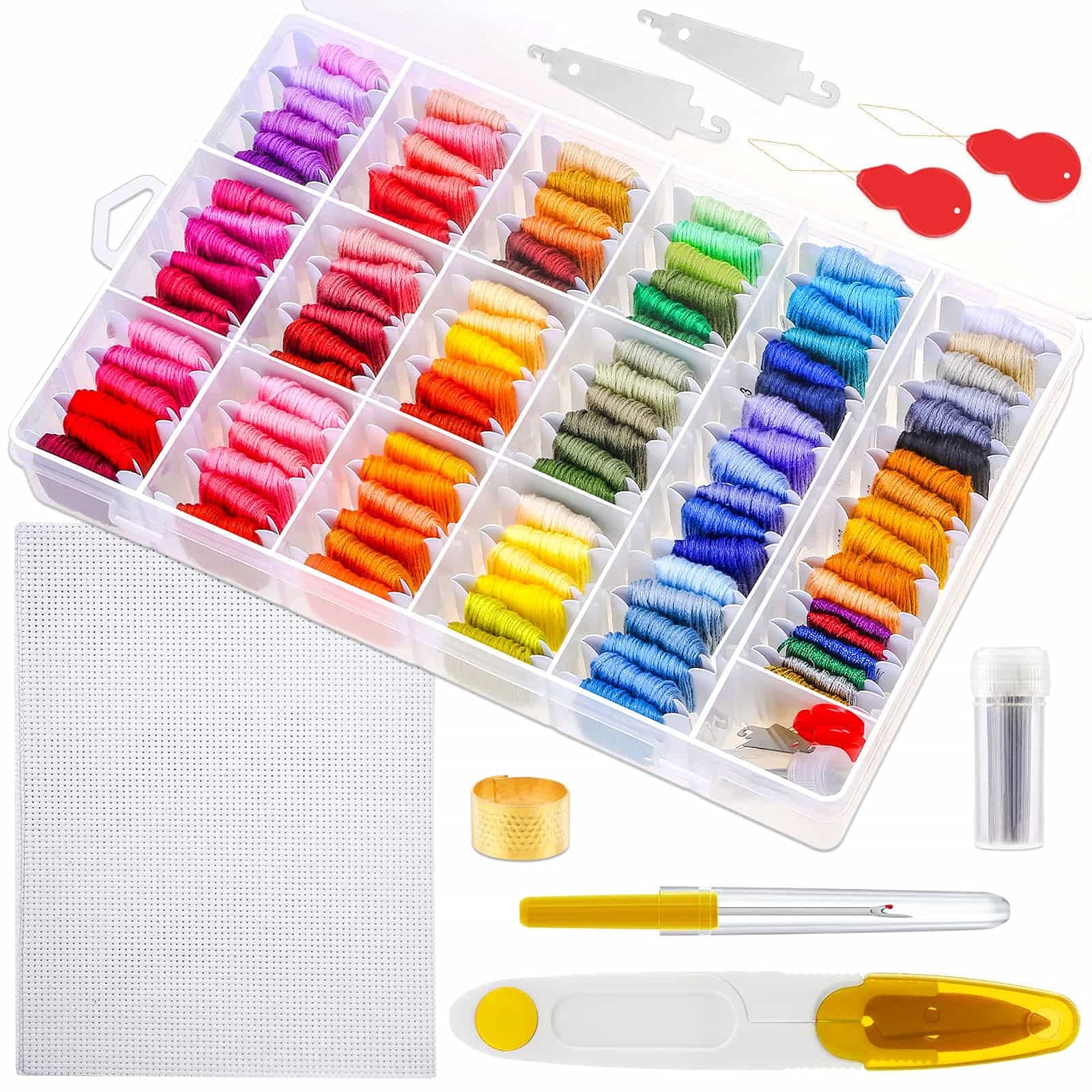 Paxcoo 146 Pcs String Bracelet Making Kit Embroidery Floss with Organization Box Including 108 Colors Cross Stitch Thread Bracelet String and 38 Pcs Tools for Friendship Bracelet String Making