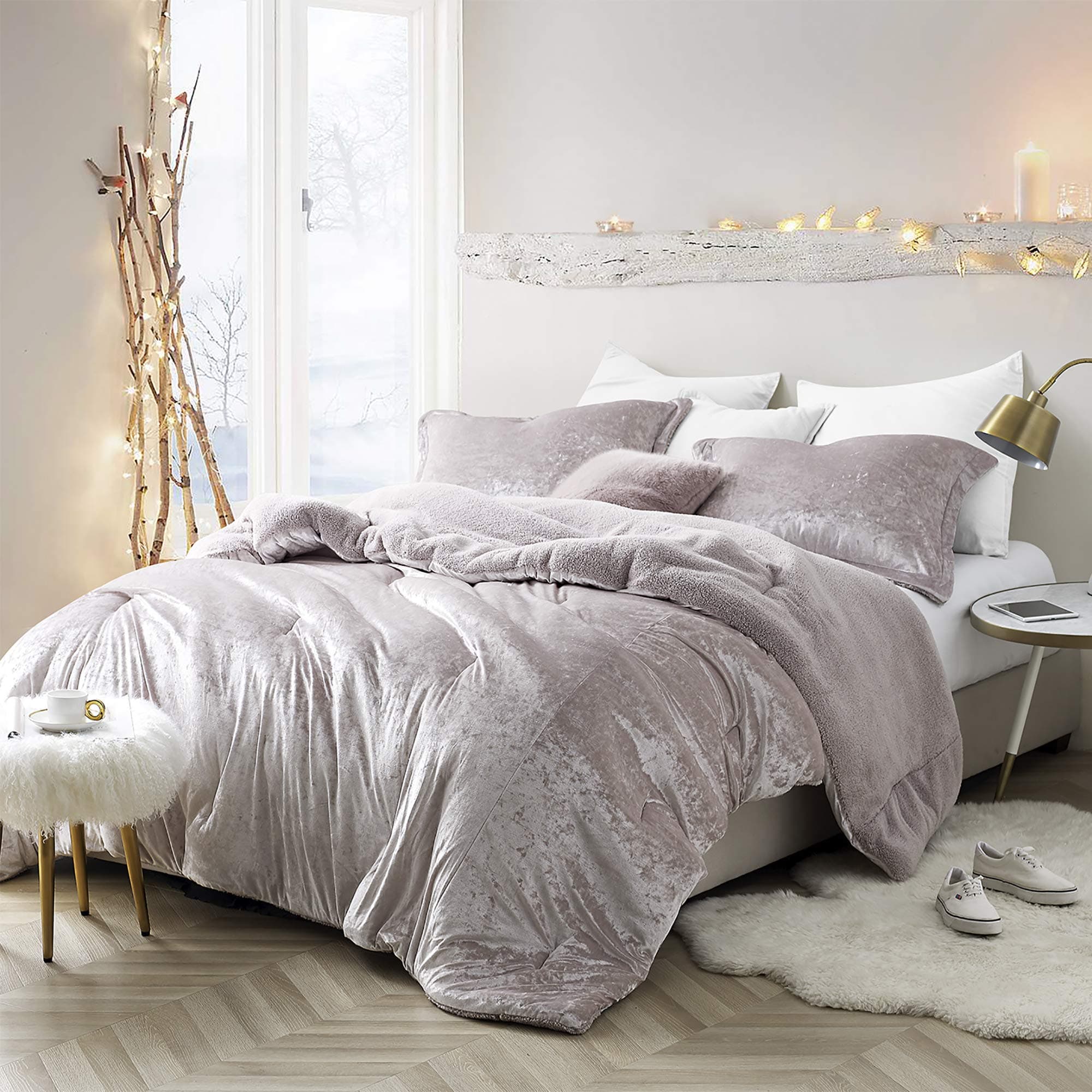 Byourbed Coma Inducer Oversized King Comforter Set - Velvet Crush - Champagne Pink