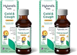 Hyland's Kids Cold and Cough, Daytime Grape Flavor Cough Syrup Medicine for Kids Ages 2 and up, Decongestant, Sore Throat Relief, Natural Treatment for Common Cold Symptoms, 4 Fl Oz (Pack of 2)