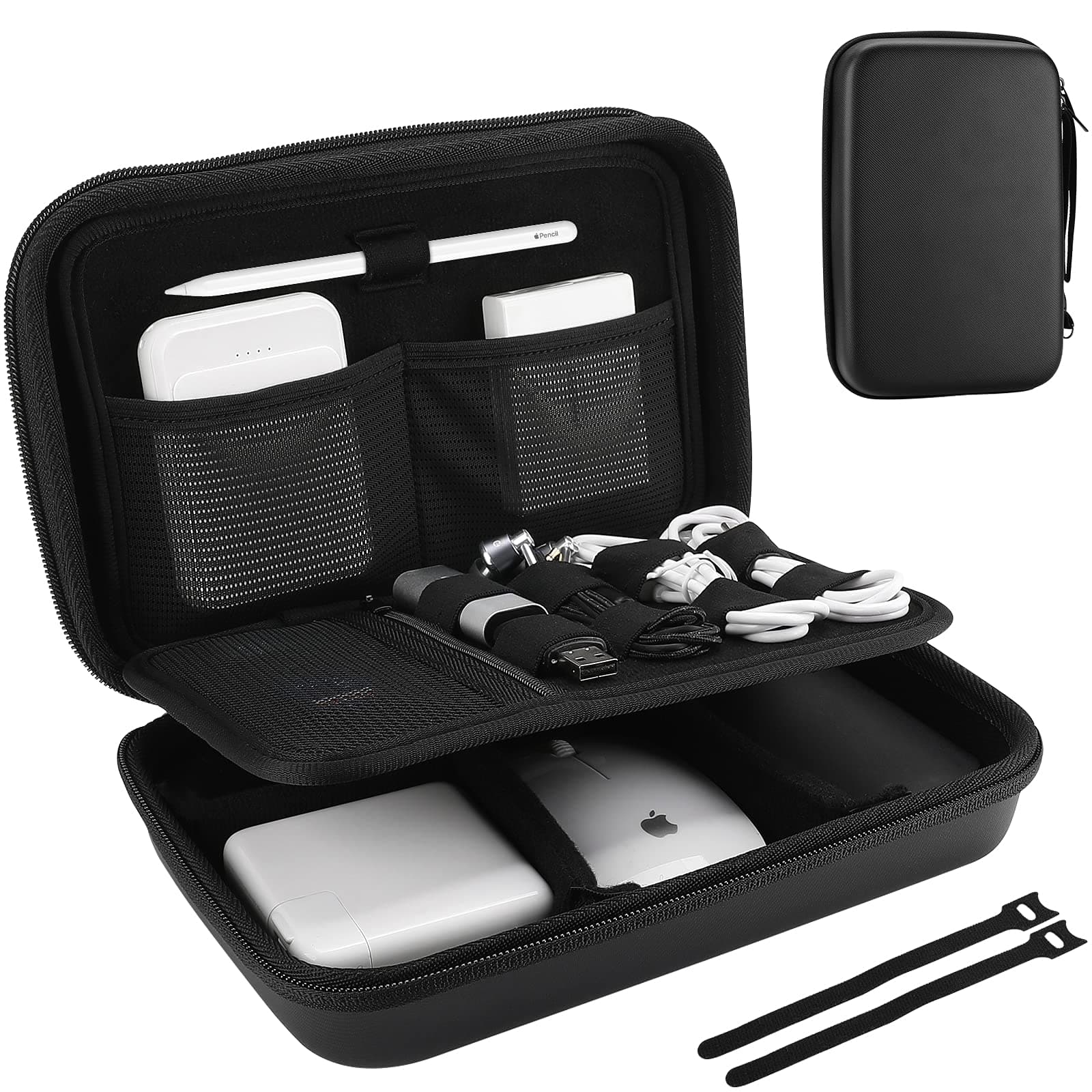 ProCase Hard Travel Electronic Organizer Case for MacBook Power Adapter Chargers Cables Power Bank Apple Magic Mouse Apple Pencil USB Flash Disk SD Card Small Portable Accessories Bag
