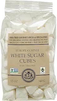 India Tree Rough Cut Mauritius White Sugar Cubes, 12-Ounce Bag, Unrefined Sugar Cube, Kosher, Non GMO