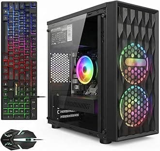 Gaming PC Computer Desktop, Radeon RX 560 4G, Intel Core I7 8th up to 4.1GHz, 16G DDR4, 512G SSD, WiFi 6 & BT 5.2, RGB Fan x2, Windows 11 Home