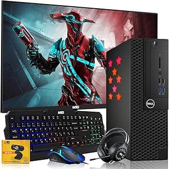 Dell Desktop PC Gaming Bundle - Core i7, 16GB RAM, 512GB SSD, 24-inch Monitor, AMD RX 550, RGB Keyboard with AI-Enabled Copilot Key, Mouse, RGB Headphone, Webcam, Wi-Fi, Win 11 Home (Renewed)