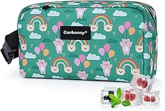 Cerbonny Small Cooler Bag Freezable Lunch Bag for Work School Travel,Small Lunch Bag,Small Insulated Bag For Kids/Adults,Freezer Lunch Bags,Mini Lunch Bag Fit For Yogurt,Suit for 3+(green rainbow)