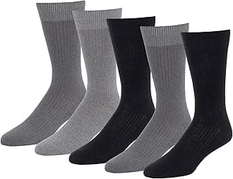 Men's Comfortable Patterned Cotton Crew Dress Socks, 5 Pairs