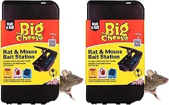 Rat and Mouse Bait Box - Safe Control of Rat Poison and Mouse Poison, Black (Pack of 2)