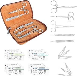 Suture Practice Kit with Needle Plus Tools for Medical Student Training (12 Mixed Thread)