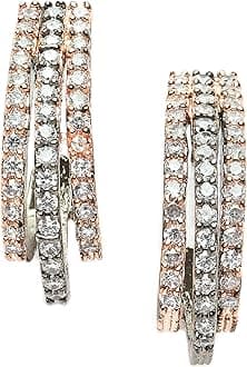 ZENEMERhodium-Plated American Diamond Studded Floral Shaped Handcrafted Stud Earrings For Girls and Women