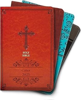 Hope Harbor Personalized Gift Bible with Custom Name Engraved, KJV, Chestnut, Thinline, King James Version, Red Letter Edition, Comfort Print, Faux Leather