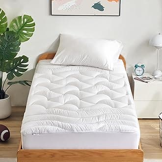 SLEEP ZONE Twin XL Cooling Mattress Topper for College Dorm, Premium Zoned Cool Mattress Pad Cover, Padded Mattress Protector Breathable Washable, Deep Pocket 8-21" (White, Twin XL)