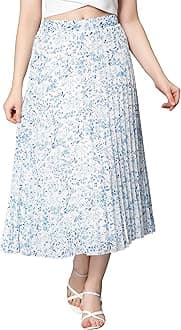 NUEVOSDAMASFloral Printed Pleated Navy/Multi Skirt