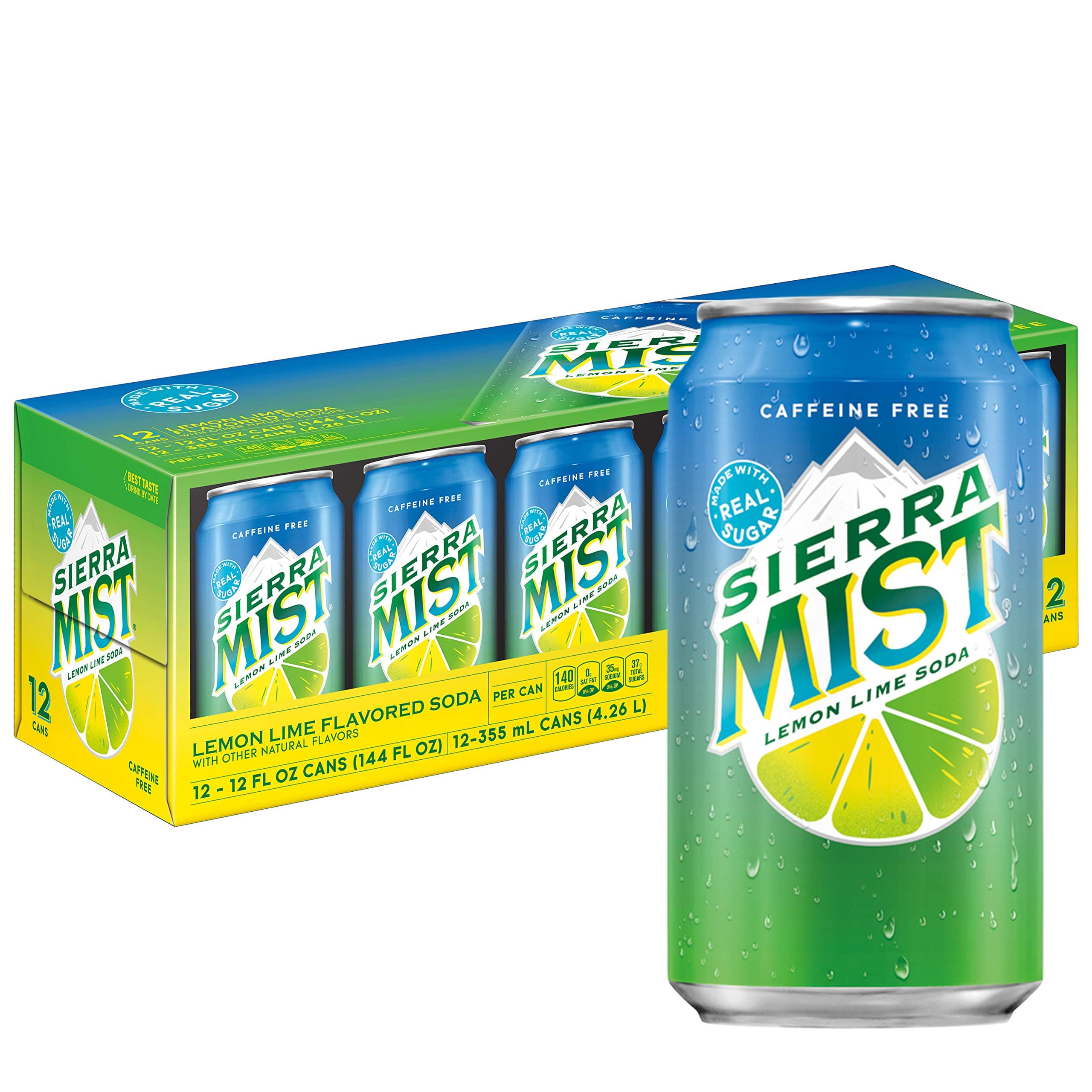 Sierra Mist Lemon Lime Soda, 12 Oz Cans, 12 Pack